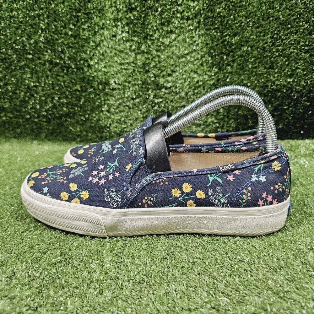 Keds x Rifle Paper Co Navy Floral Canvas Slip On Casual Sneakers Womens Size 8
